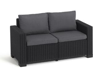 Keter Gartenlounge Canapé California 2 places, graphite/cool grey, coussins d'assise et de dossier inclus