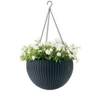 KETER HANGING SPHERE Pot de fleurs suspendu, rotin, avec chaîne, anthracite 17199246