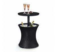 Keter Table de cocktail Cool Bar Rotin – Glacière 30 L anthracite, plateau relevable