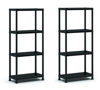 Keter Lot de 2 étagères 60/4, Noir, 4 étagères, Charge maximale 20 kg chacun, 60 x 30 x 135 H cm