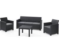 Keter Lounge Set Emma 9 pcs., fauteuil + canapé + table + coussins ; graphite