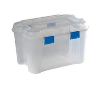 KETER | Malle de Rangement Totem 60L - Boîte multifonction Cadenassable - Facile à Transporter, Poignées Confortables, Roues - Pour Garage, Bricolage, Jardin, Cabanon -59 x 39,5 x 36 cm- Transparent