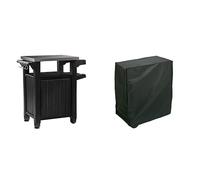 Keter Mini desserte Barbecue Unity - 105 litres & Rayen AA236 Housse pour Barbecue rectangulaire, PEVA, Noir, 90x65x90 cm