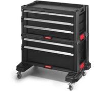 Keter Module Servante 5 tiroirs, Noir, 56,2 x 28,9 x 50,2 cm, Plastique, avec roulettes et verrouillage centralisé