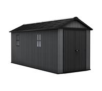 Keter Newton 7517 Abri de jardin - 539 x 230 x 246 cm, gris, Evotech, plastique, aspect bois, 2 fenêtres, lucarne, verrouillable
