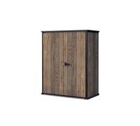 Keter Porte-Outils d'extérieur Vertical Walnut, idéal pour Le Jardin, Finition Effet Bois Noyer, 140 x 73,6 x 170,4 cm, 1400 L