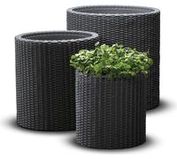 KETER Pot de fleurs S+ M+ L Cylindre Anthracite 230217