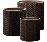 KETER Pot de fleurs S+M+L Cylindre Marron 220455