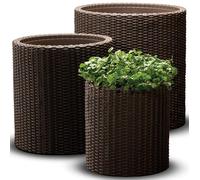 KETER S+M+L CYLINDER Ensembles de pots, trois pots, rotin, marron 17197934