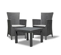 Keter Ensemble de meubles de balcon et de jardin Rosario avec coussins d'assise Graphite