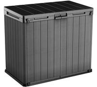 Keter Store-It-Out Darwin Armoire de rangement, 1150 l, résistante aux intempéries, aspect bois, verrouillable, pour 2 poubelles de 240 l, 141 x 82 x 118 cm, gris