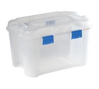 Curver, Boîte de rangement, 243696 Aufbewahrungsbox TOTEM Box 60L, transparent / blau Transparent (60 l, 1x)