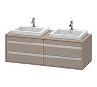 Ketho Duravit vasque KT6757B4343 140x55x49,6cm, pour vasque à encastrer, 4 tiroirs, découpe des deux côtés, basalte mat