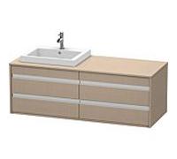 Duravit Meuble sous-vasque suspendu Ketho KT6757L7575 1400×496×550mm, 4 tiroirs, gauche, décor en lin