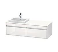 Ketho Duravit vasque KT6797L2222 140x55x42,6cm, vasques à encastrer, 2 coulissants, découpe à gauche, blanc brillant