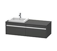 Ketho Duravit vasque KT6797L4949 140x55x42,6cm, vasques à encastrer, 2 coulissants, découpe à gauche, graphite mat