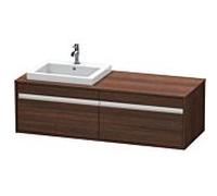 Duravit Ketho meuble sous-vasque KT6797L5353 140x55x42,6cm, Vasque encastrée , 2 coulissants, découpe à gauche, marron foncé