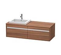 Ketho Duravit vasque KT6797L7979 140x55x42,6cm, vasques à encastrer, 2 coulissants, découpe à gauche, noyer naturel