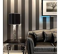 KeTian Papier peint moderne minimaliste rayé en PVC pour chambre à coucher et salon, Intissé, Noir/gris, 0.53m (1.73' W) x 10m(32.8'L)=5.3m2 (57 sq.ft)
