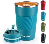 KETIEE Mug Isotherme Cafe Tasse à Café 380ml Tasse Isotherme de Café Isolée avec Couvercle, Tasse de Voyage en Acier Inoxydable Tasse de Voiture à Double paroi Tasse Thermique Réutilisable,Bleu