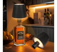 Ketom 2 Pièces Lampe à Bouteille Sans fil, IP54 Rechargeable Dimmable Lampe Bouteille, Tactile à 3 Couleurs, Kit de Lampes de Bouteille pour Restaurant, Maison, Bureau, Bar (Noir)