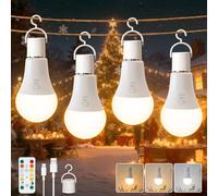 Ketom Ampoule E27 Rechargeable USB, Ampoule sans Fil avec Télécommande | Ampoule LED sans Electricite, Ampoules Rechargeables Extérieure avec Minuterie, Dimmable, 3 Températures, Lot de 4