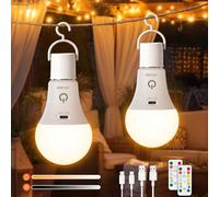 Ketom Ampoule Rechargeable avec Telecommande sans Fil, Ampoule E27 LED 7W | Ampoules Rechargeables Extérieure, Ampoule E27 Rechargeable USB, Télécommande & Tactile, Dimmable, 3 Températures, Lot de 2