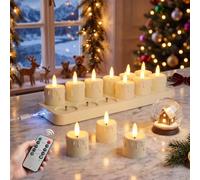 Ketom Lot de 12 Bougies Chauffe Plat LED, Fausse Bougie Rechargeable | Mini Bougie LED Flamme Vacillante Sans Flamme, avec Minuterie et Télécommande, pour Decoration Mariage Halloween Noël