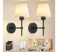 Ketom Lot de 2 Applique Murale Intérieure, Applique Murale Rechargeable | Lampe Murale Sans Fil, Vintage, RGB Dimmable, avec Ampoules Rechargeables et Télécommande, pour Chambre Salon Couloir