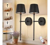 Ketom Lot de 2 Applique Murale Sans Fil Intérieur, Lampe Murale Sans Fil avec Telecommande, 3 Températures de Couleur & Dimmable, Minuterie, Applique Rechargeable pour Chambre, Salon, Longue Perche