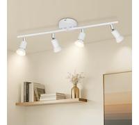 Ketom Plafonnier LED 4 Spots Blanc, Éclairage de Plafond GU10 Moderne | Barre de Spots, Lumiere Plafond Orientable Intérieur pour Cuisine, Chambre, Salon, Couloir, Sans Ampoules