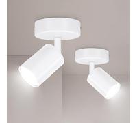 Ketom Spot Plafond GU10, 2 x Plafonnier 1 Spot LED Blanc, Plafonnier Spot Orientable, Moderne Applique Plafond Interieur LED pour Cuisine, Chambre, Salon, Livré Sans Ampoules