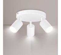 Ketom Spot Plafond GU10, Rond Plafonnier 3 Spots Blanc, Luminaire Plafonnier Spot Orientable, Moderne Éclairage de Plafond Spot Pivotant pour Cuisine, Chambre, Salon, Sans Ampoule