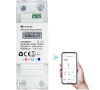 KETOTEK Compteur d'énergie WiFi bidirectionnel, compteur electrique monophasé Rail DIN, Alexa Google Assistant Compatible