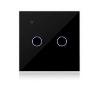 KETOTEK Interrupteur Connecté WIFI Noir 2 Gang 1 Voies Alexa Compatible | Interrupteur Tactile Mural Intelligent Double Gang, Contrôle de Tuya/Smart Life APP, Fonction minuteur