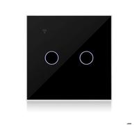 KETOTEK Interrupteur Connecté WIFI Noir 2 Gang 1 Voies Compatible avec Alexa, Interrupteur Tactile Mural Contrôle de Smart Life APP