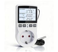 KETOTEK Prise Thermostat avec Sonde de 3 Mètres 220V, Rétroéclairage LCD | Régulateur de Température Prise Numérique 220V, Contrôleur de Température pour Couveuse Frigo Serre