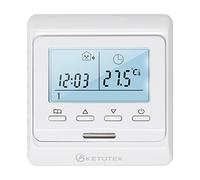 KETOTEK Programmable Thermostat pour Plancher Chauffant électrique 16A 220V | Numérique Thermostat d'ambiance Chauffage au Sol Electrique avec Sonde, Programmation Hebdomadaire