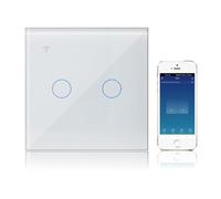 KETOTEK WiFi Interrupteur Tactile Connecté 2 Gang 1 Voies Alexa Compatible | Intelligent Interrupteur Lumineux Mural Tuya/Smart Life App Contrôle, Fonction minuteur