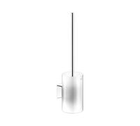 KEUCO AVENO Ensemble brosse de toilette, Boîtier en verre cristal véritable mat, 14664019000, Couleur: Chromé