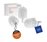 Keuco Bross de Rechange Blanc, 3 pièces, pour Astor, Elegance, Amaro | Ø 6,7 cm, têtes de rechange originales pour garnitures de brosses pour WC KEUCO