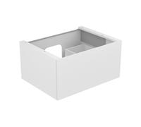 KEUCO EDITION 11 meuble sous-lavabo, 1 tiroir frontal, avec éclairage intérieur LED, 700x350x535mm, 31341280100, Corps/Avant: Laque Cashmere satinée / Verre Cashmere satiné