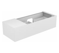 KEUCO EDITION 11 meuble sous-lavabo, 1 tiroir frontal, position du lavabo à droite, 1400x350x535mm, 31164270000, Corps/Avant: Laque blanche satinée / verre blanc satiné