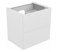 KEUCO EDITION 11 meuble sous-lavabo, 2 tiroirs frontaux, avec éclairage intérieur LED, 700x700x535mm, 31342180100, Corps/Avant: Verre Cachemire Laque Cachemire Soie Mat / Cachemire Verre