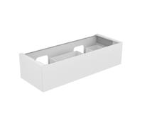 KEUCO EDITION 11 Meuble sous-lavabo pour double lavabo encastré, 1 tiroir frontal, avec éclairage LED, 1400x350x535mm, 31267140100, Corps/Avant: Laque truffée soie mate / verre truffé