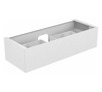 KEUCO EDITION 11 Meuble sous-lavabo pour lavabos à encastrer, 1 tiroir frontal, avec éclairage LED, 1400x350x535mm, 31261210100, Corps/Avant: Blanc laqué brillant / Blanc laqué brillant