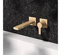 KEUCO EDITION 11 Mitigeur monocommandé pour lavabo, montage encastré, saillie 197mm, avec limiteur de température, 51116250200, Couleur: Laiton brossé