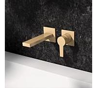 KEUCO EDITION 11 Mitigeur monocommandé pour lavabo, montage encastré, saillie 165mm, avec limiteur de température, 51116250201, Couleur: Laiton brossé
