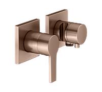 KEUCO EDITION 11 Set mitigeur monocommande encastré pour 2 consommateurs avec raccord de flexible et support de douche, 51151291222, Couleur: rouge or brossÃ©