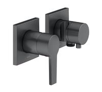 KEUCO EDITION 11 Set mitigeur monocommande encastré pour 2 consommateurs avec raccord de flexible et support de douche, 51151131222, Couleur: Chrome noir brossé